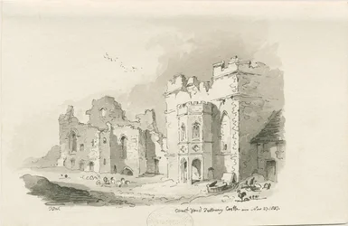 Tutbury Castle - Court Yard: pen and wash drawing, 27 Nov 1837