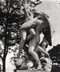 Saturn Abducting Cybele, allegory of Earth, c.1675-80, photographed in the Jardin des Tuileries, Paris, by Adolphe Giraudon