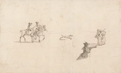 Riders, Figures and a Dog