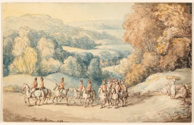 Cavalry on the March (recto); Fragment of Sketch of Horse (verso)