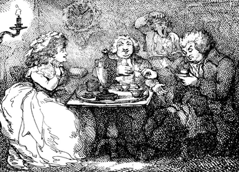 James Boswell, his wife, and Dr. Johnson at tea in Edinburgh
