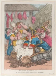 Kicking Up a Breeze or Barrow Women Basting a Beadle, February 10, 1814