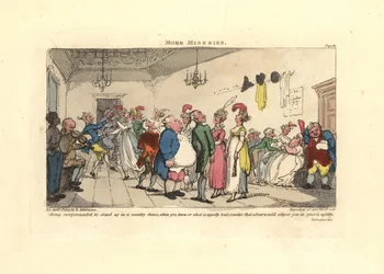 Man embarrassed at being made to dance at a country dance