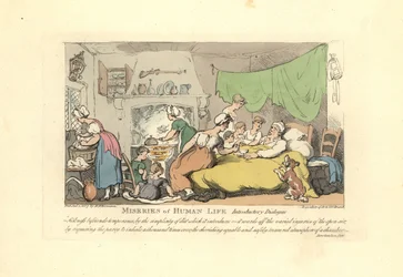 Man in His Sick Bed Surrounded by Doting Wife, Children, and Maid