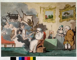 Mental illness and visions: the hypochondrium - drawing by Rowlandson