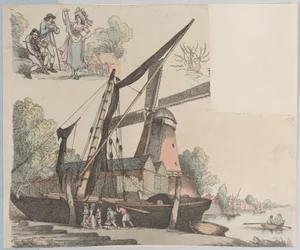 River Scene with Windmill from Plate 9, Outlines of Figures, Landscapes and C..., January 20, 1791