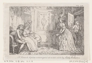 Tom Jones & Sophia interrupted in a tete a tete by Lady Bellaston, from The History of Tom Jones
