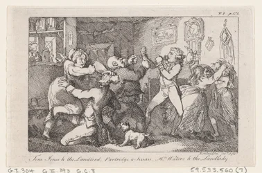 Tom Jones & the Landlord, Partridge & Susan, Mrs Waters & the Landlady, from The History, 1792