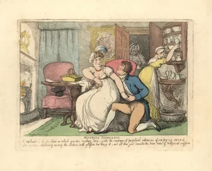 Two Lovers in a Parlour Disturbed by Prying Maids