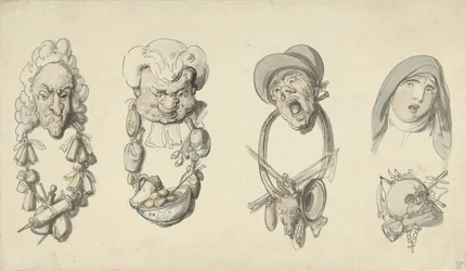 Four Caricatured Heads
