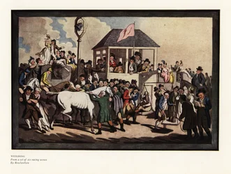 Weighing a Jockey on a Set of Scales at a Race Track