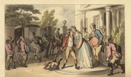 Young English gentleman leaving his family to go on the Grand Tour
