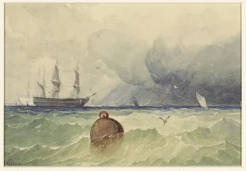 Three-Masters Anchored in Heavy Weather