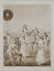 Portrait of Maharana Bhim Singh of Udaipur on Horseback