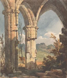 Landscape Looking Through Ruined Archway