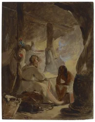 Robinson Crusoe and Friday in the Cave