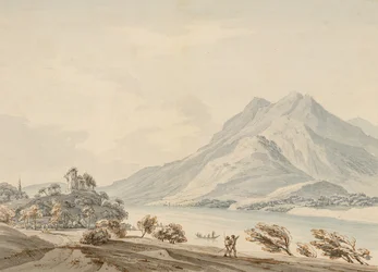 Mountain of Rigi and the Ancient Castle of Hapsbourg on the Lake of Lucerne