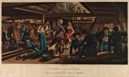 A Scene on the Main Deck of a Line of Battle Ship in Harbour