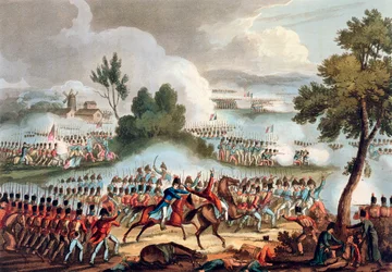 The Left Wing of the British army in Action at the Battle of Waterloo, June 18th 1815