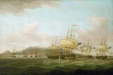 The capture of Saint Paul, near Bourbon Island (now Reunion Island) by the British fleet, September 21