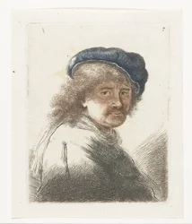 Self-Portrait in a Cap and Scarf with the Face Dark: Bust