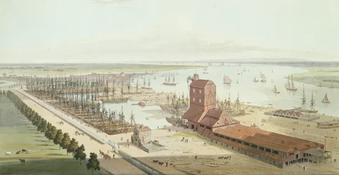 The Mast House and Brunswick Dock at Blackwell, 1803