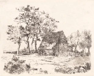 A Thatched House Among Trees