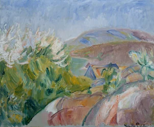 Spring with White Fruit Tree