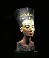 Bust of Nefertiti (c1370- c1330 BC) Great Royal Wife to the Egyptian Pharaoh Akhenaten. Nefertiti and Her Husband were Known for a Religious Revolution. They Started to Worship One God Only, Aten, the Sun