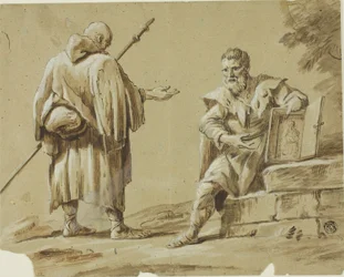 Two Pilgrims with Portable Shrine