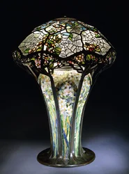 A "Cobweb" leaded glass table lamp by Tiffany Studios, c. 1906