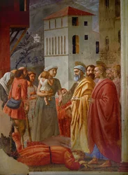 Ananias, a Member of a Christian Commune, Has Kept Back Some of His Money, and in Retribution Falls Dead at the Feet of Saint Peter