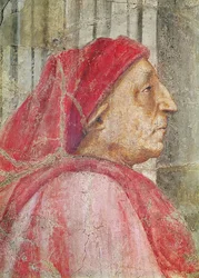 The Holy Trinity, detail of the head of the male donor, 1427-28 (detail)