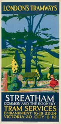 Streatham Common and the Rookery, London County Council Tramways poster, 1927