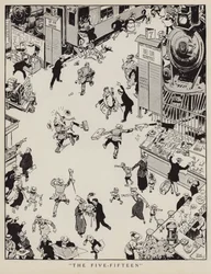 Commuters rushing to catch the 5.15 train about to leave the station
