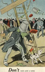 Man Walking Under a Ladder