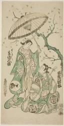 The Actors Sanogawa Ichimatsu I as Soga no Goro and Ikushima Daikichi II as Kewaizaka no Shosho in the play 