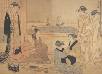 A Party of Merrymakers in a Tea-house at Shinagawa, ca. 1783