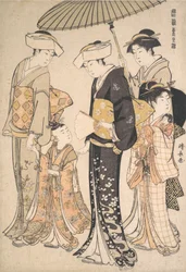 High-Ranking Samurai Girl with Four Attendants