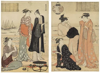 The Sixth Month, Enjoying the Evening Cool in a Teahouse, from the series 