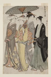 Two Daughters of a Bannerman with a Serving Woman and a Young Man