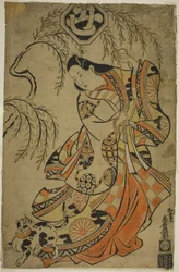 The Actor Uemura Kichisaburo as the Third Princess in the play Wakoku Gosuiden, performed at the Morita Theater in the third month