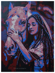 Woman and Horse Embrace