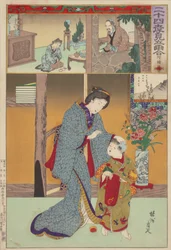 Parody Pairing of Images of Twenty-Four Paragons of Filial Piety: Lu Ji, No.9