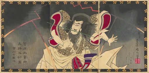 The Actor Ichikawa Udanji I as Sugawara no Michizane in the Play "Shinrei Sugawara Jikki," Performed at the Haruki Theater in the Fourth Month, 1883