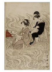 Party of Courtesans Fording a Wave-Wracked River