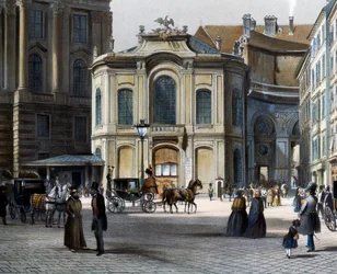 Burgtheater in Vienna Michaelerplatz with Winterreitschule on right