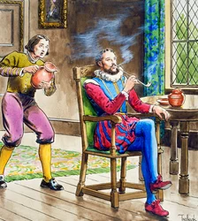 Sir Walter Raleigh smoking a pipe