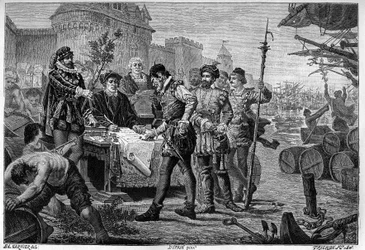 Acquitment of the former law of cypers in Bordeaux in 1453 (engraving after drawing by Garnier Trichon)