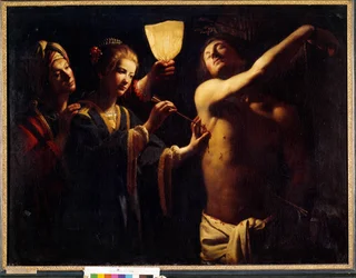 Saint Sebastian Is Healed after His First Martyrdom and Is Treated by the Widow Irene and Her Handmaid. Painting by Trophime Bigot, Known as Le Maître à la Chandelle (17th Century). 1620-1630. Dimensions 1.29 x 1.7 m. Bordeaux, Musée des Beaux-Arts